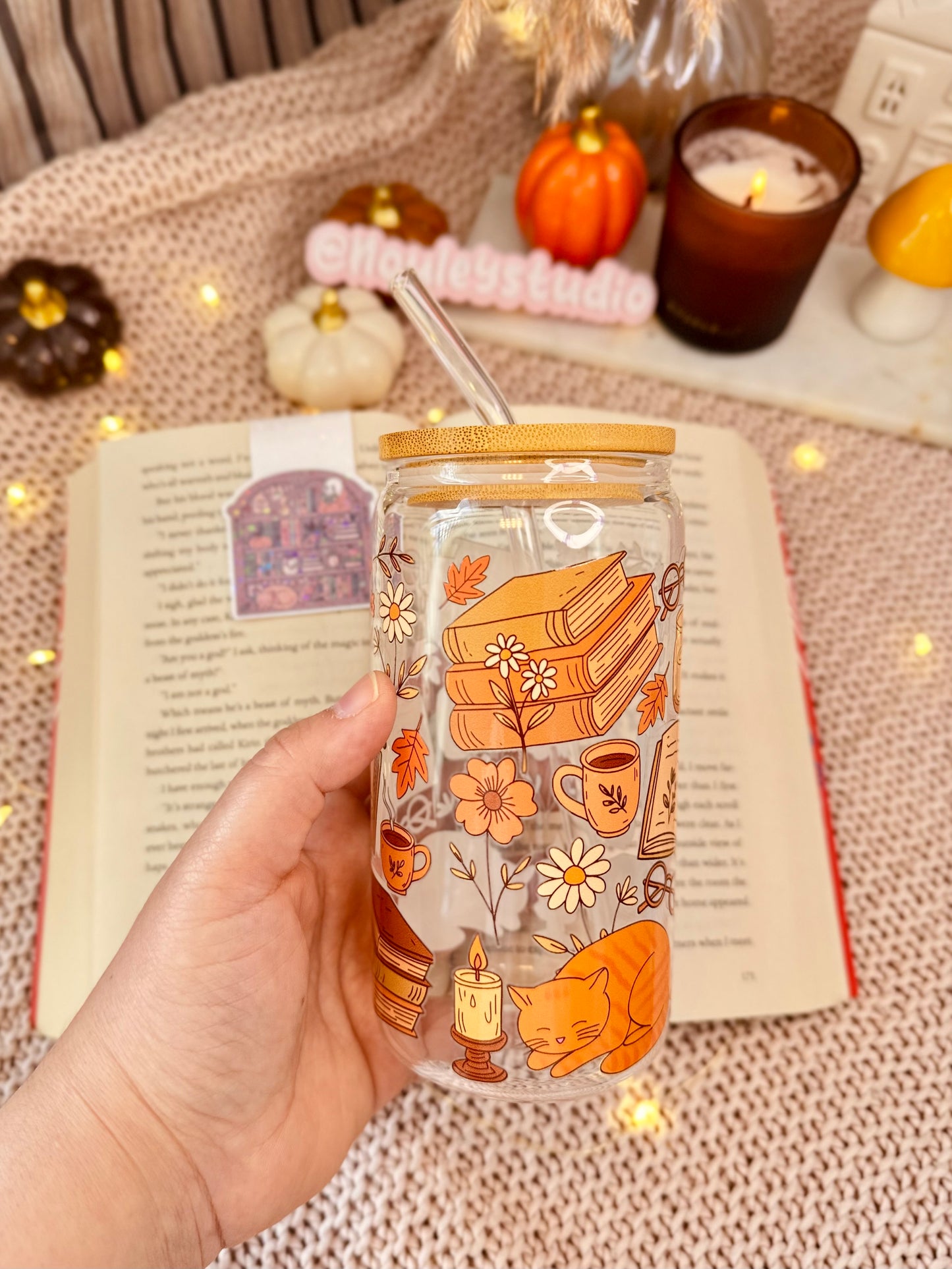 Drinking Glass with Straw | Goblincore Girl