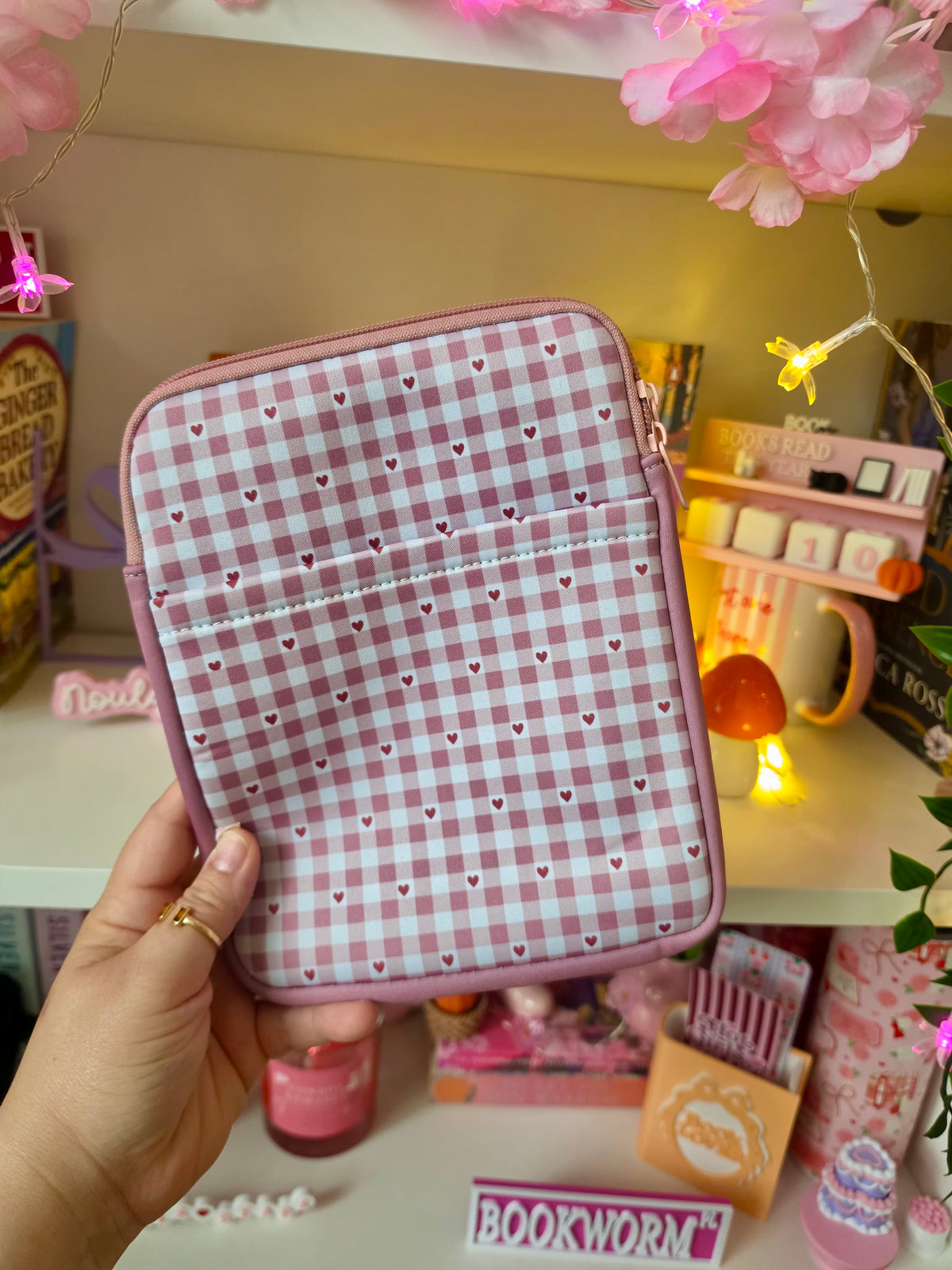 E-reader & Book Sleeve | Pink Gingham