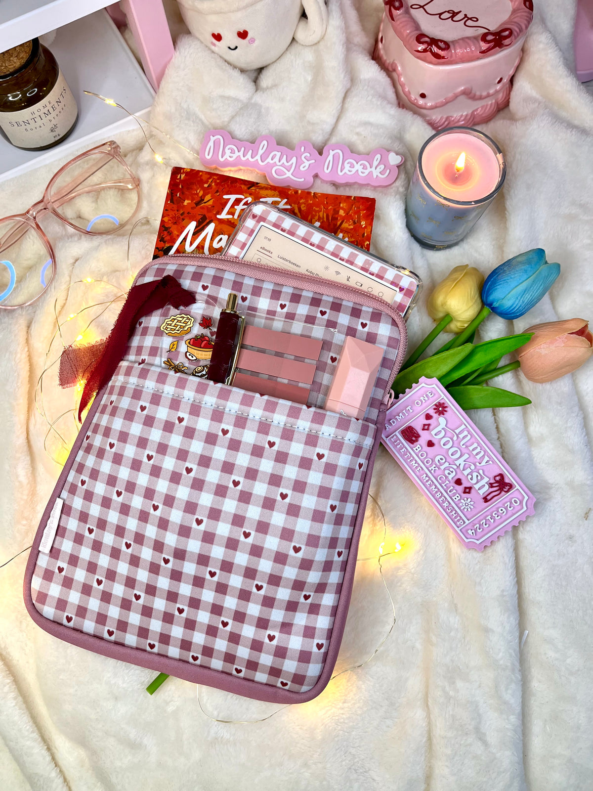 E-reader & Book Sleeve | Pink Gingham